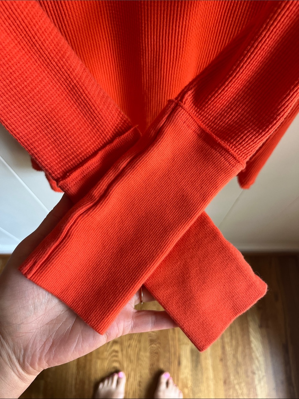 We The Free Off-the-Shoulder Snowy Thermal Tee Heat Wave Orange  Sz Sm - Picture 7 of 11